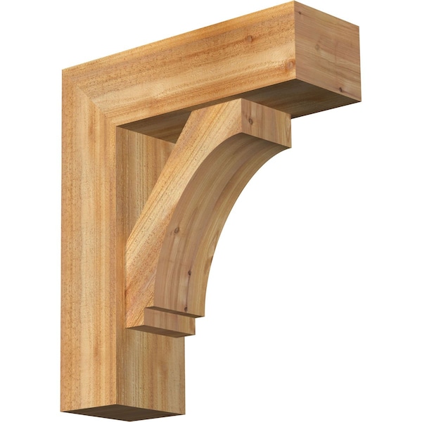 Ekena Millwork Imperial Block Rough Sawn Bracket w/ Offset Brace, Western Red Cedar, 8"W x 24"D x 28"H BKT0806X24X28IMP05RWR - main